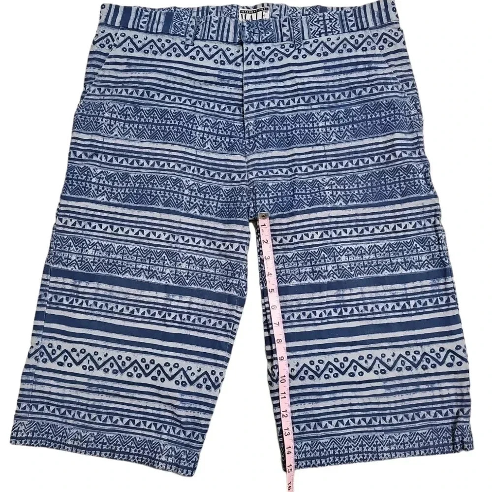 International Male 36 Vintage 90s Aztec Print Cotton Shorts Rare Boho Surfwear - Picture 5 of 7